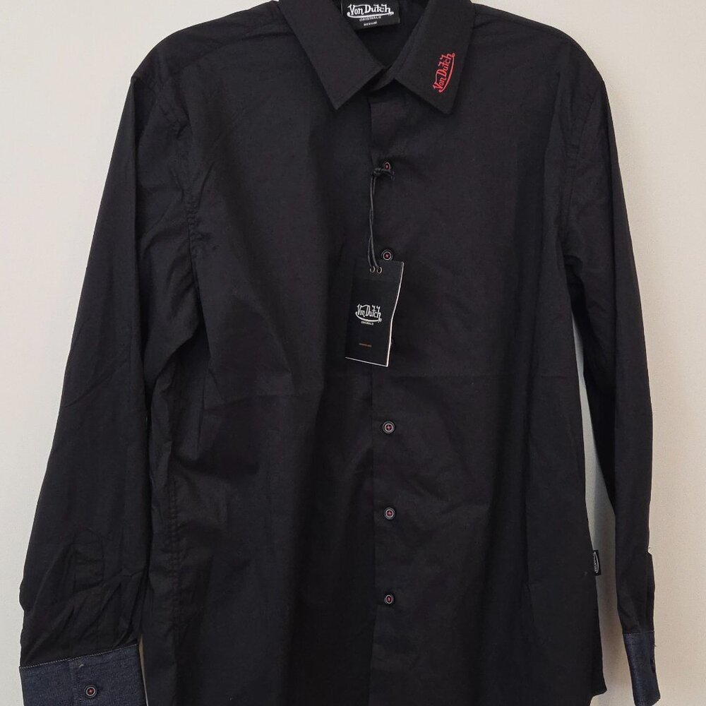 Von Dutch Black Button Up Shirt Men’s M NWT